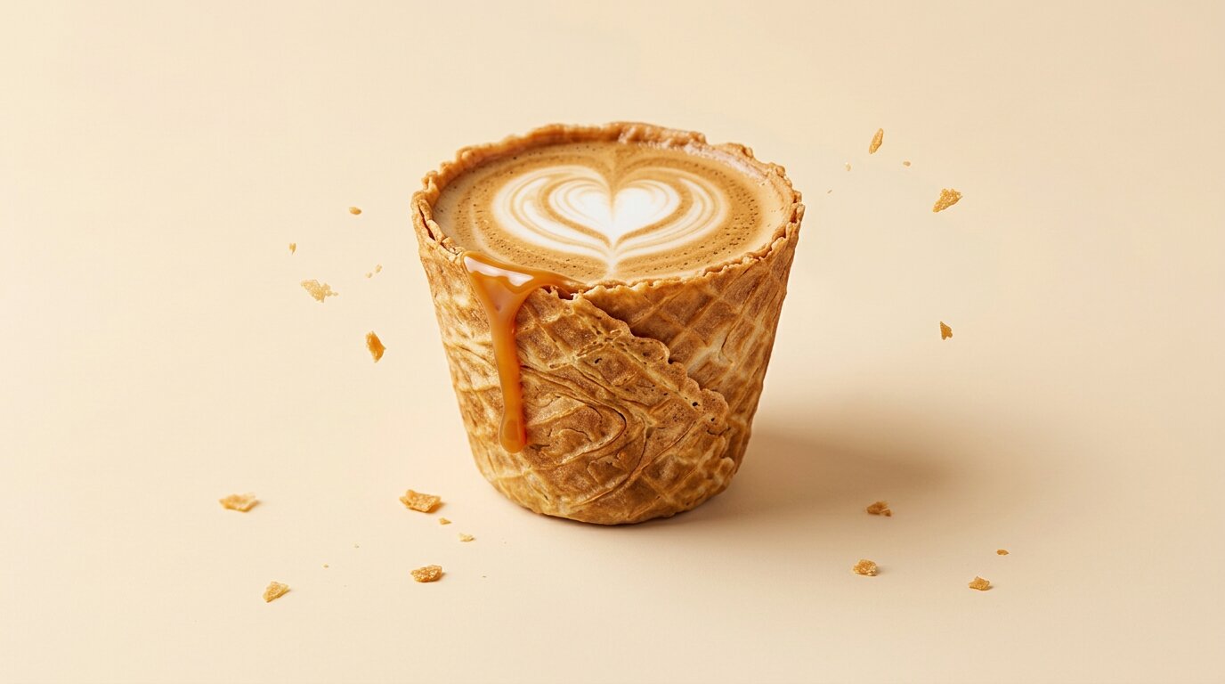 Illustrative edible cup presentation for business service
